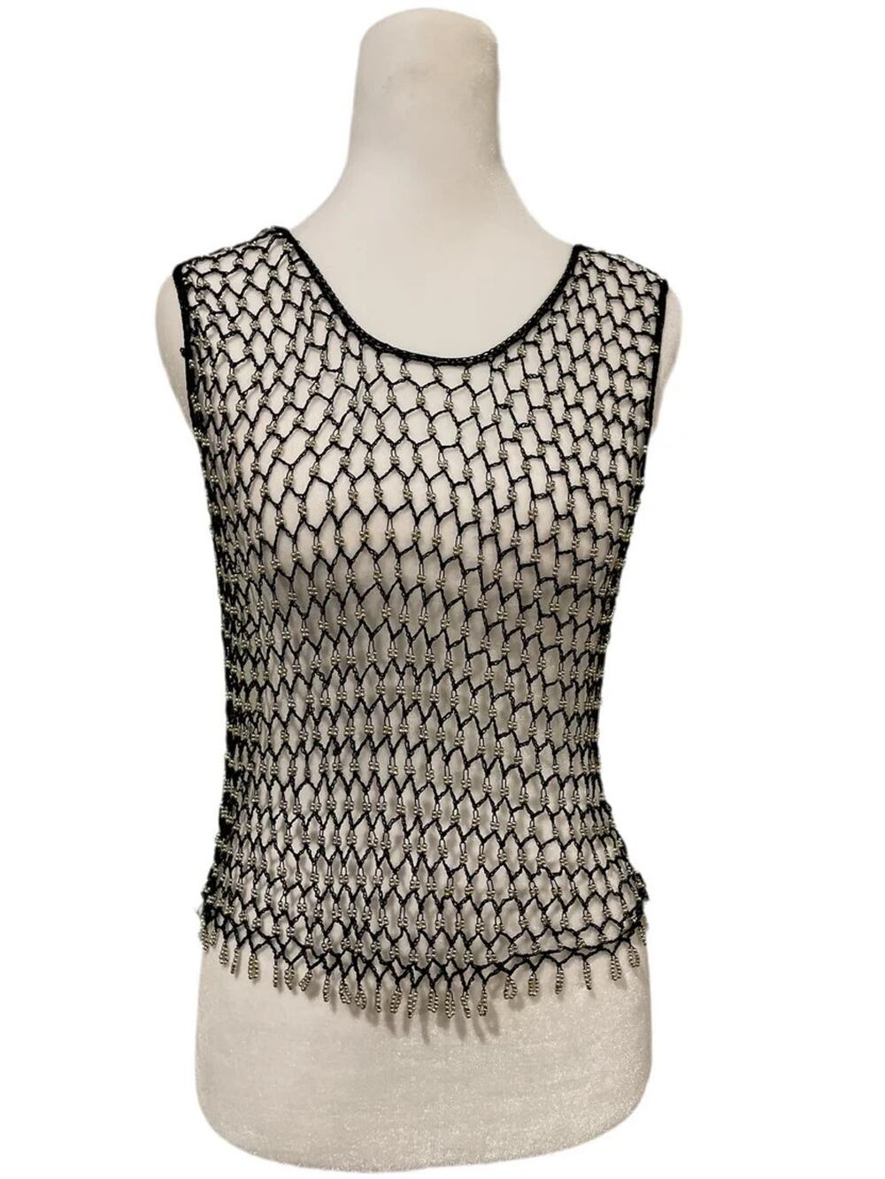 Y2K Rave City Full Mesh Beaded Top one size A009409